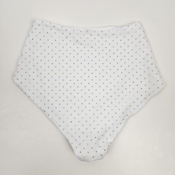 L*Space Bikini Set Kara Studded Bikini Top Bottom in White Size XS Triangle - Picture 6 of 8